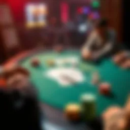 Strategic poker table layout with cards and chips