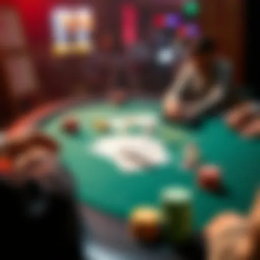 Strategic poker table layout with cards and chips