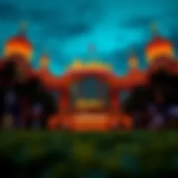 Exterior view of Aladdin's Casino showcasing its unique architecture