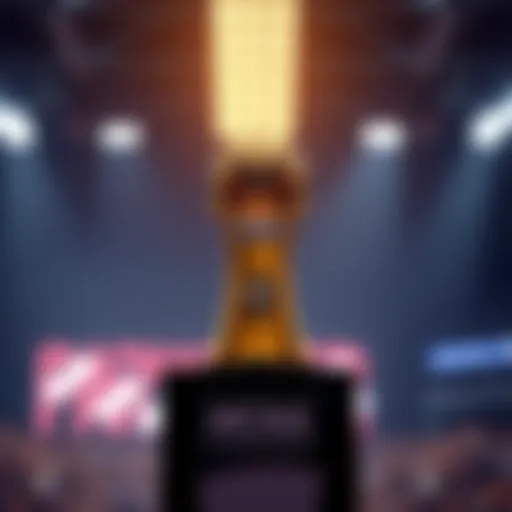 NCAA Football Championship trophy on a podium