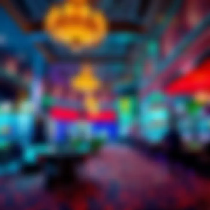 Luxurious casino interior with vibrant lights
