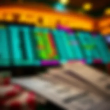 Betting Slips: The Tools of the Trade A close-up of betting slips and a digital screen displaying odds for various Augusta events.