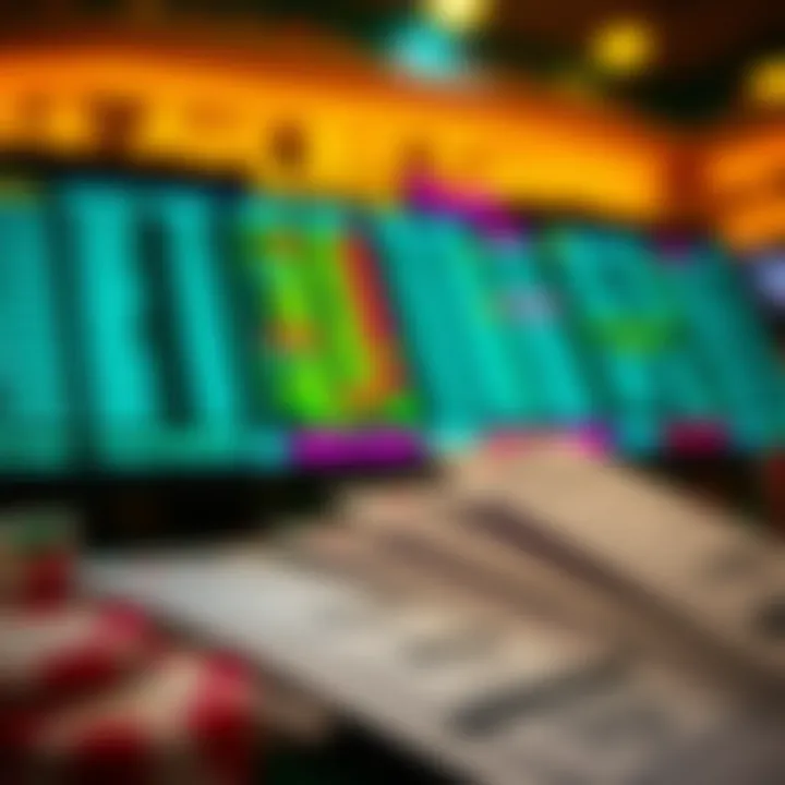 Betting Slips: The Tools of the Trade A close-up of betting slips and a digital screen displaying odds for various Augusta events.