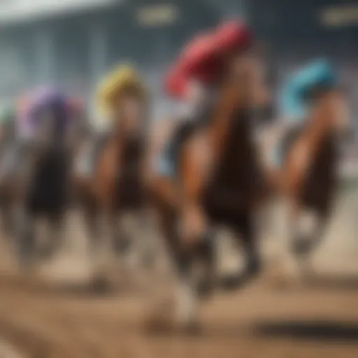 A visually stunning horse racing event showcasing multiple racers on the track.