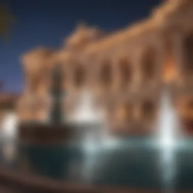 The iconic fountains at Caesars Palace, representing classic Roman design and opulence