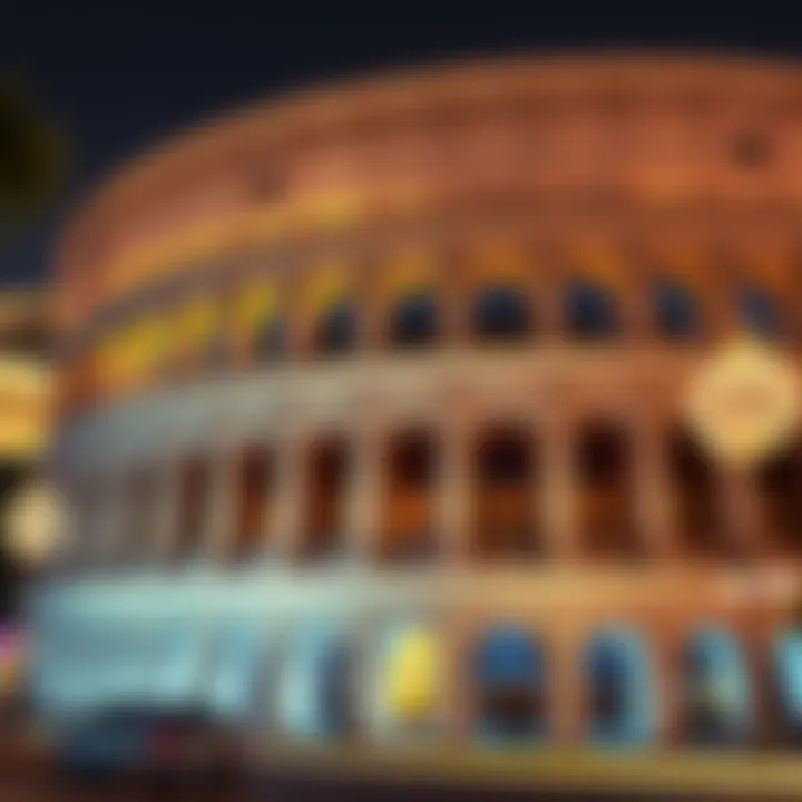 The stunning facade of the Colosseum at Caesars Palace, showcasing its architectural grandeur.