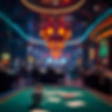 Atmospheric setting of a casino environment for poker games