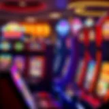 A vibrant display of various slot machines at Four Winds Casino showcasing colorful graphics and themes.