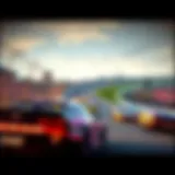 A NASCAR race in full swing with cars speeding on the track.