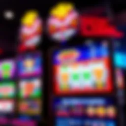 An engaging slot machine display featuring vibrant graphics and lights