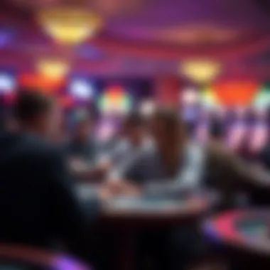 Engaged Players at Gaming Tables Gaming tables filled with players immersed in a thrilling game