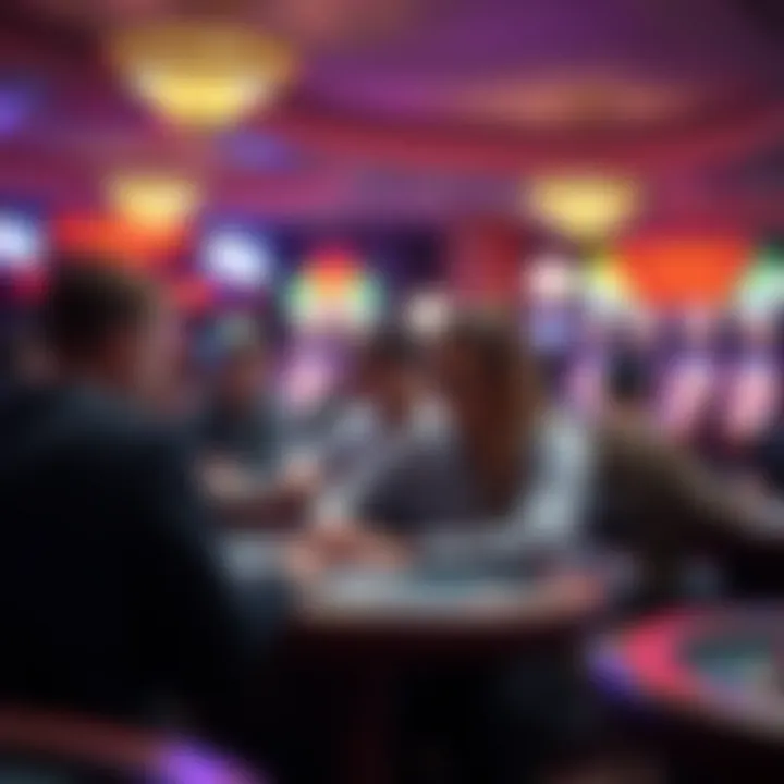 Engaged Players at Gaming Tables Gaming tables filled with players immersed in a thrilling game