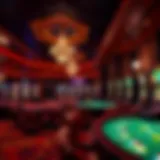 Elegant casino interior featuring vibrant gaming tables