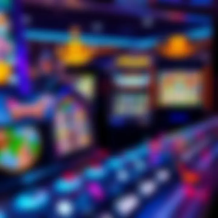 Thematic Slot Machines Display Close-up of unique slot machines with thematic designs