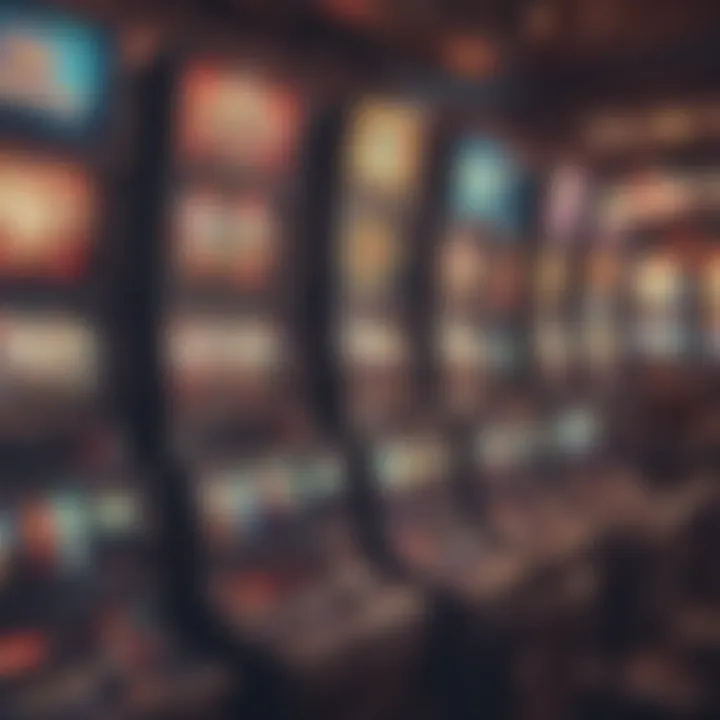 Close-up of vibrant slot machines illuminating the gaming floor