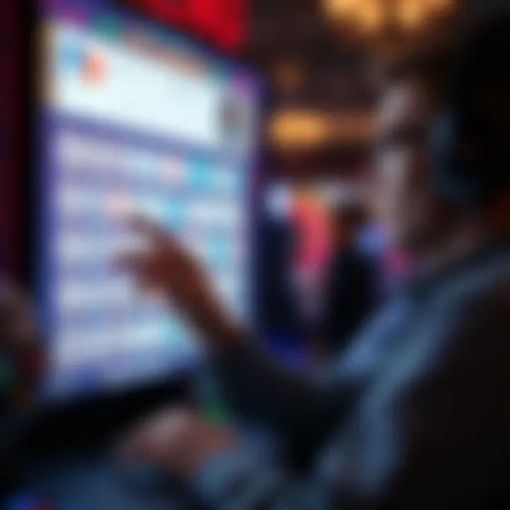 Strategic Analysis in Keno A strategic player analyzing keno patterns on a digital screen
