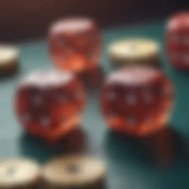 A close-up of dice representing the game of craps