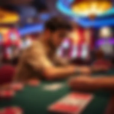 Engaging Blackjack Game A player engaging in a lively game of blackjack at a local casino