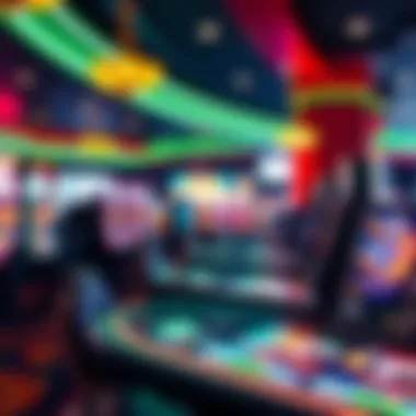 Vibrant Casino Gaming Experience Interior of a casino featuring vibrant gaming tables and slot machines