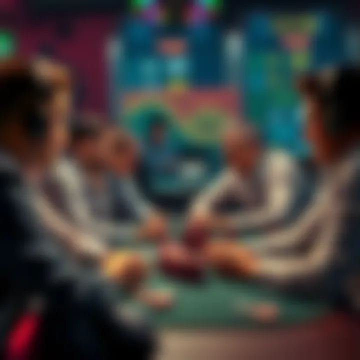 Illustration of poker strategies discussed in a social setting