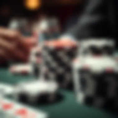 Gameplay Close-up with Chips Close-up of poker chips and cards during gameplay