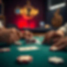 Strategic poker setup with cards and chips