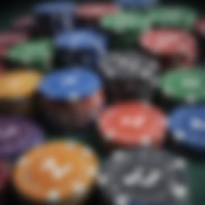 Illustration of various poker chips in distinctive colors and designs