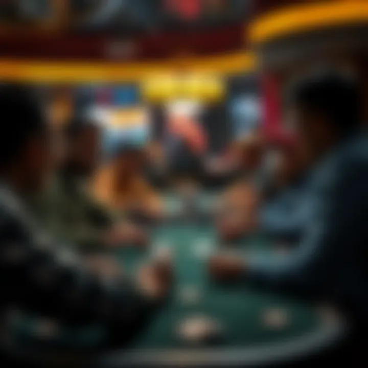 Group of players engaged in a tense poker game, highlighting community dynamics
