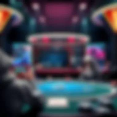 An overview of an online poker platform with vibrant graphics