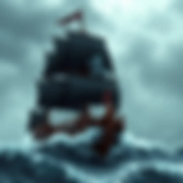 Pirate Ship on Turbulent Seas Pirate ship sailing on turbulent seas