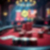 Strategic Poker Table Setup A strategic poker table setup with chips and cards