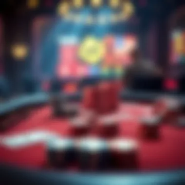 Strategic Poker Table Setup A strategic poker table setup with chips and cards