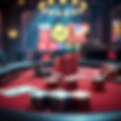 Strategic Poker Table Setup A strategic poker table setup with chips and cards