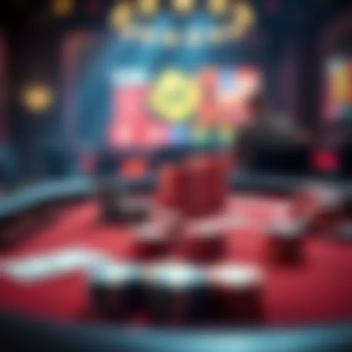 Strategic Poker Table Setup A strategic poker table setup with chips and cards