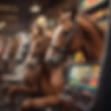 A vibrant horse racing slot machine featuring animated horses.