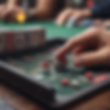 Close-up of a player engaging with a pull tab board game