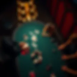 An aerial view of a Texas Holdem poker table