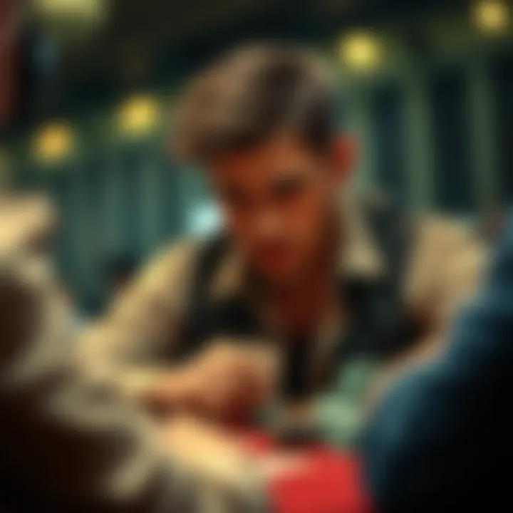 A player thoughtfully analyzing a poker hand