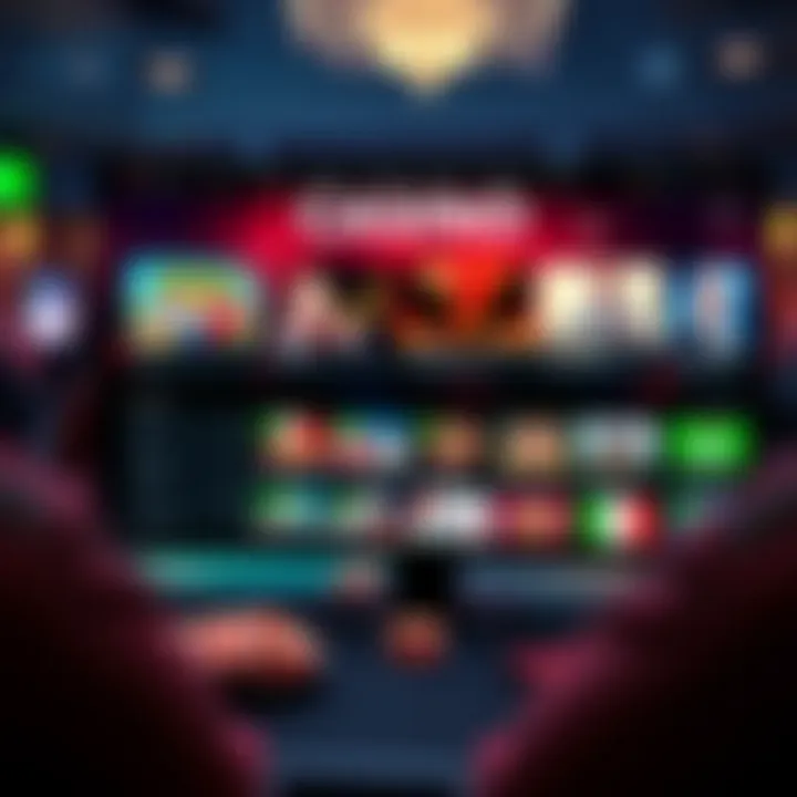 A dynamic layout of an online casino platform highlighting various gaming options