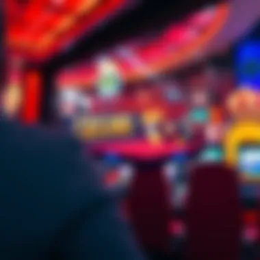 A virtual casino interface showcasing vibrant red colors and popular games