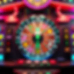 A vibrant online Wheel of Fortune slot interface showcasing various symbols and the spinning wheel.