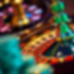 A vibrant roulette wheel spinning with colorful chips