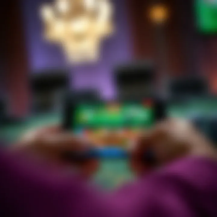 Mobile device displaying a casino app