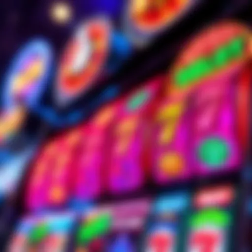 Colorful display of slot machine symbols