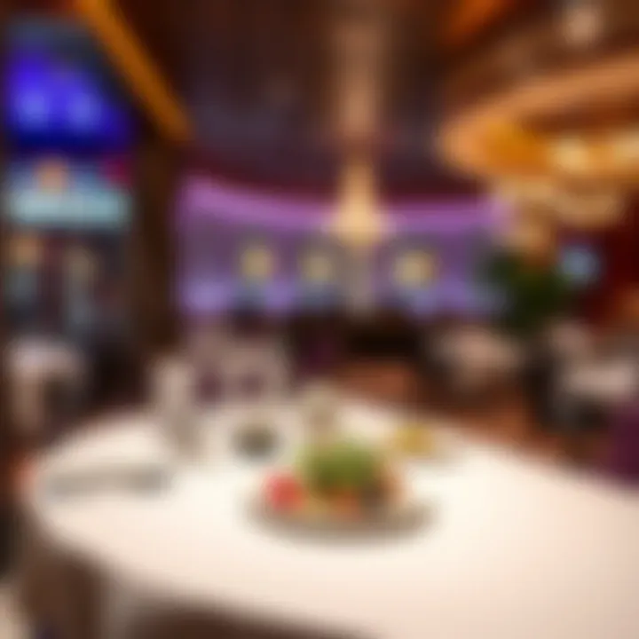 An exquisite dining setting at the Mirage showcasing gourmet dishes and an inviting atmosphere.