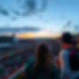 A panoramic view of Monmouth Park racetrack showcasing the vibrant atmosphere during a race event.