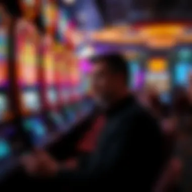 A player contemplating their next move at a slot machine