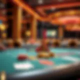 Elegant casino night setup with tables and decorations