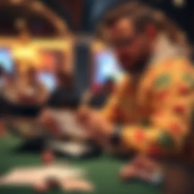 Illustration of a player strategizing with a calculator and notes