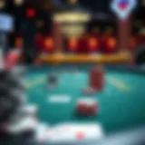 Omaha poker table setup with chips and cards